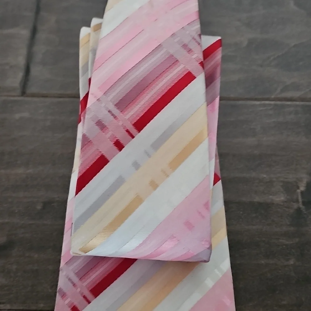 Beautiful 100% Silk Italian Dolce & Gabbena Pink and Red Striped Tie